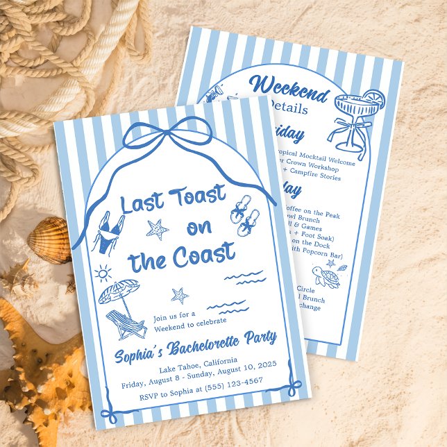 Last Toast On The Coast Bachelorette Weekend  Inbjudningar (Skapare uppladdad)