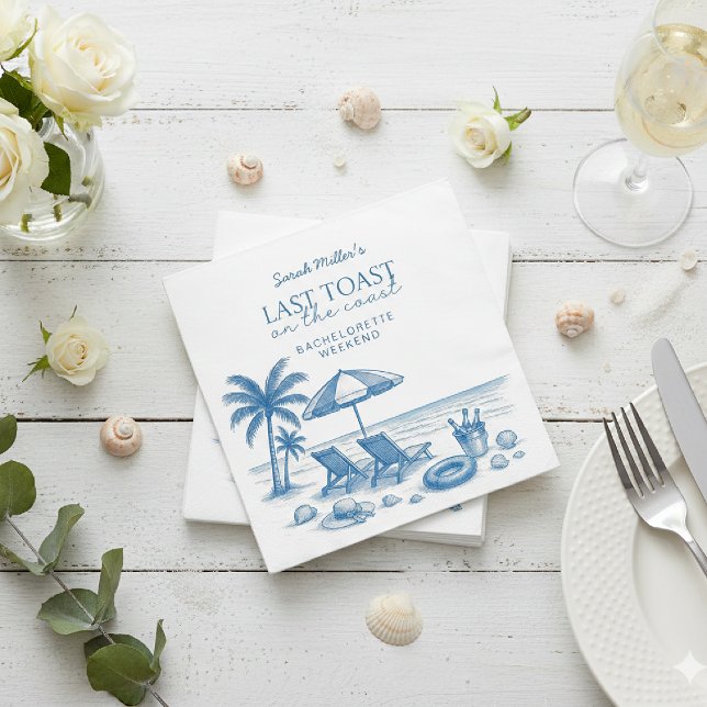 Last Toast on the Coast Beach Bachelorette Party  Pappersservett (Skapare uppladdad)