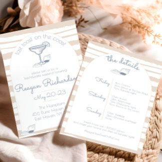 Last Toast on the Coast Beach Bachelorette Weekend Inbjudningar