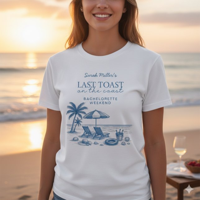 Last Toast on the Coast Blue Bachelorette Party  T Shirt (Skapare uppladdad)