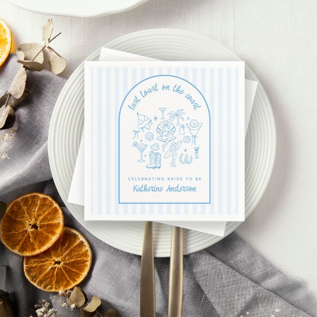 Last Toast on the Coast Blue Stripes Beach  Pappersservett (Skapare uppladdad)