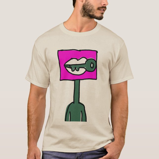 Låst Tystnad Neo Retro Illustration Konst T Shirt (Framsida)