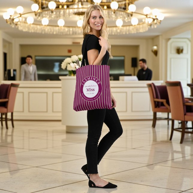 Last Weekend Out Miss Burgundy Taupe Stripes  Tygkasse (Skapare uppladdad)