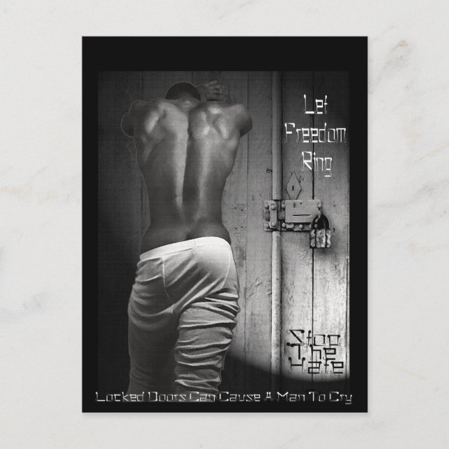 Låsta dörrar kan få en man att gråta vykort (Framsida)