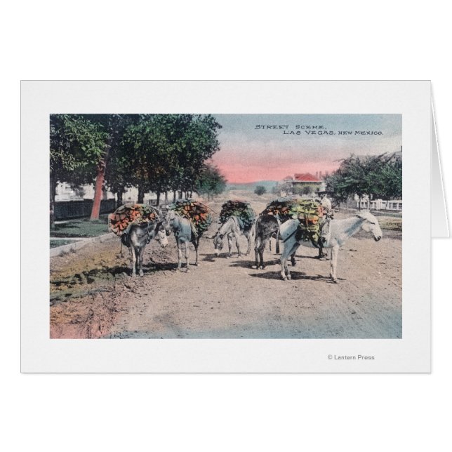 Lastade Donkey på StreetLas Vegas, NM Hälsningskort (Framsidan Horizontal)
