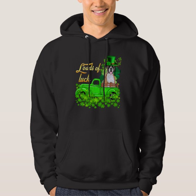 Lastade Tur Lastbil Boxer St Patrick S Day Hoodie (Framsida)