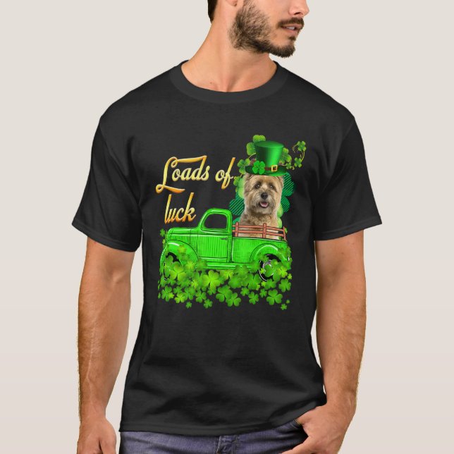 Lastade Tur Lastbil Cairn Terrier St Patrick S Day T Shirt (Framsida)