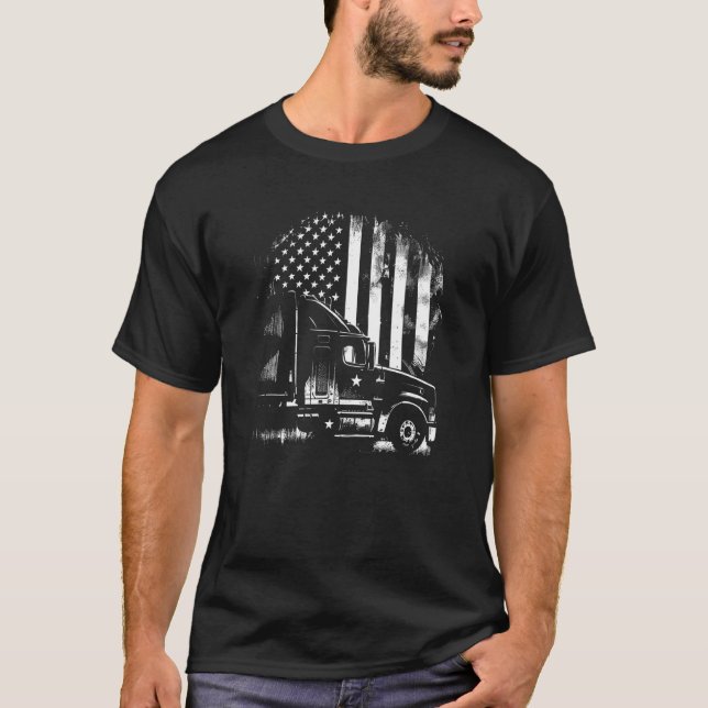 Lastare American Big Rigs Diesel Lastbil Driver 15 T Shirt (Framsida)