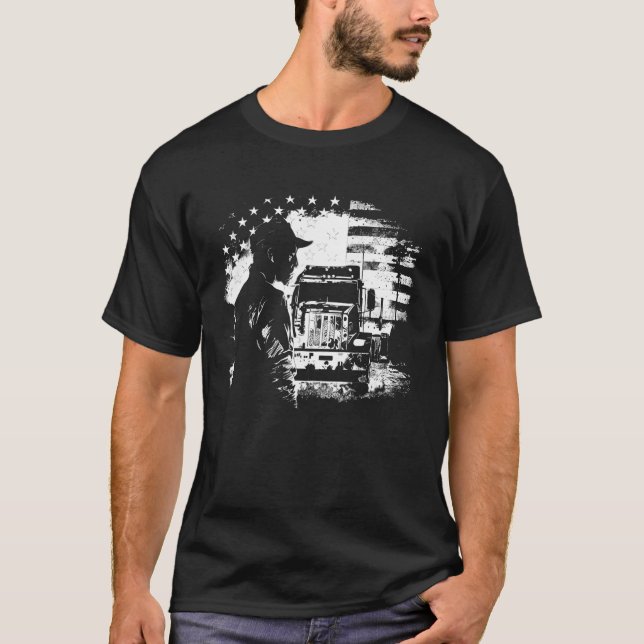 Lastare American Big Rigs Diesel Lastbil Driver 35 T Shirt (Framsida)