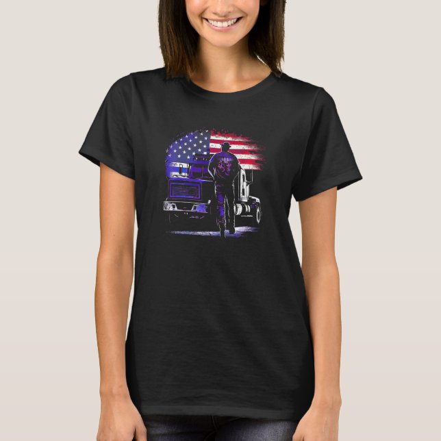 Lastare American Big Rigs Diesel Lastbil Driver 45 T Shirt (Framsida)
