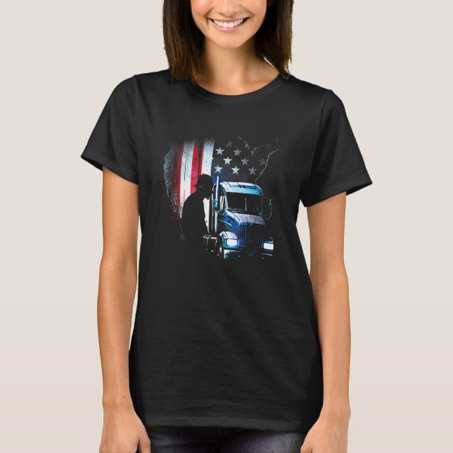 Lastare American Big Rigs Diesel Lastbil Driver 71 T Shirt (Framsida)