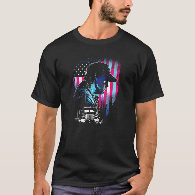 Lastare American Big Rigs Diesel Lastbil Driver 79 T Shirt (Framsida)