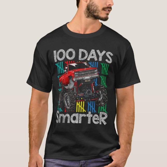 Lastbil 100 dagar Smartare barn 100 skoldag T Shirt (Framsida)