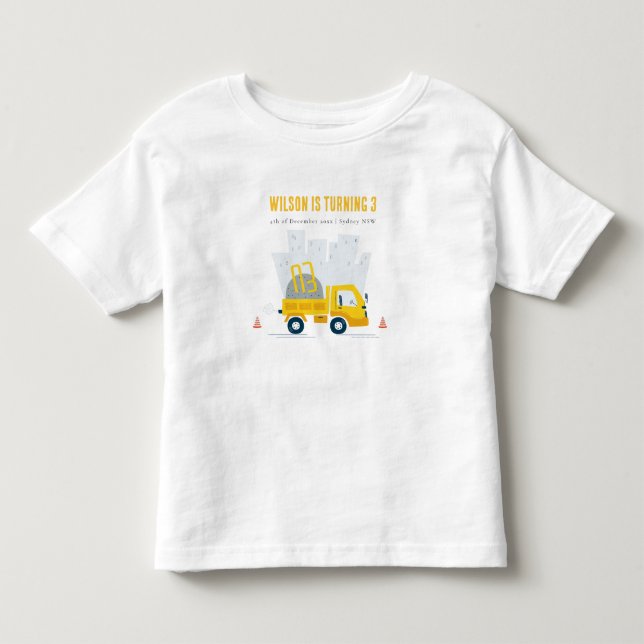 Lastbil Bygg Fordon Barns födelsedag T Shirt (Framsida)