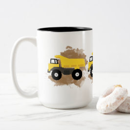 Lastbil Bygg Fordon Lera Två-Tonad Mugg