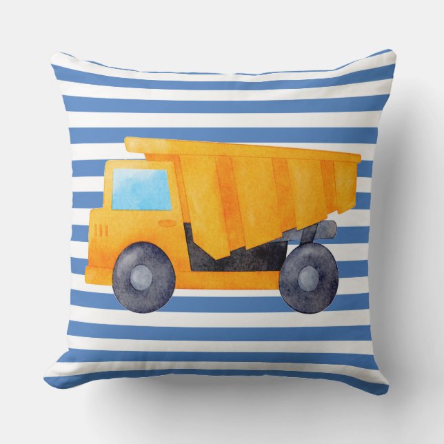 Lastbil Byggtema Kids Room Cushion Kudde (Framsida)
