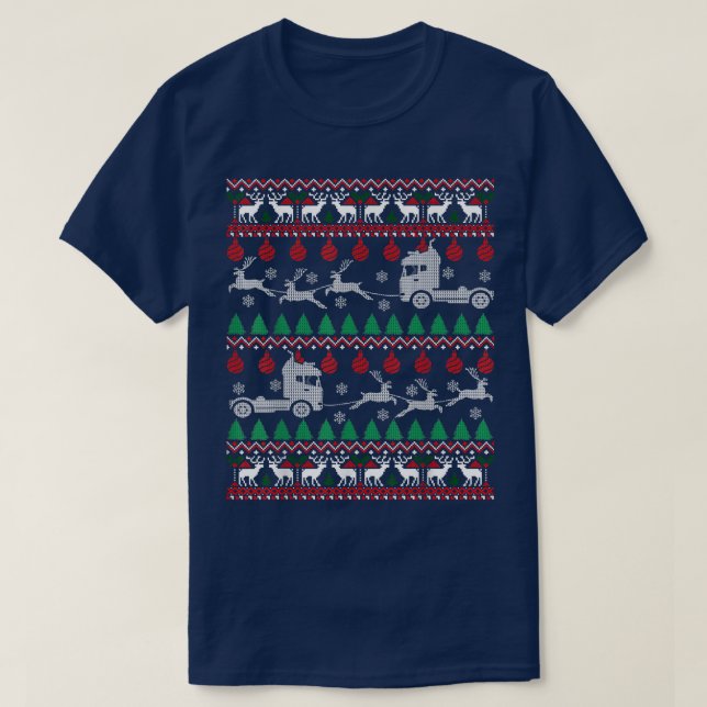 Lastbil-chauffören: Äkta julstämning Trucker Julaf T Shirt (Design framsida)
