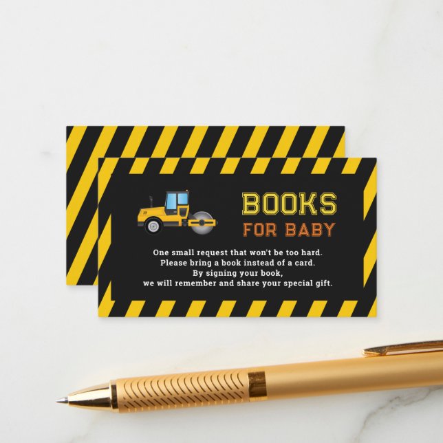 Lastbil Construction Baby Shower Bokar för Baby Tilläggskort (Fram/Back In Situ)