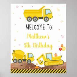 Lastbil Digger Birthday Välkommen Poster