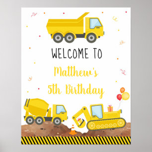 Lastbil Digger Birthday Välkommen Poster
