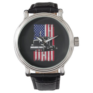 Lastbil Driver American Flagga Trucker Armbandsur