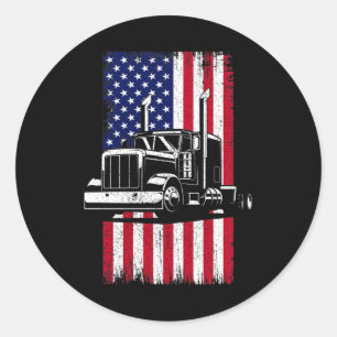 Lastbil Driver American Flagga Trucker Runt Klistermärke