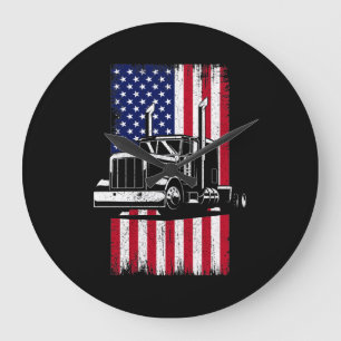 Lastbil Driver American Flagga Trucker Stor Klocka