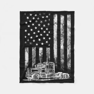 Lastbil Driver American Flagga Trucker Vintage Man Fleecefilt