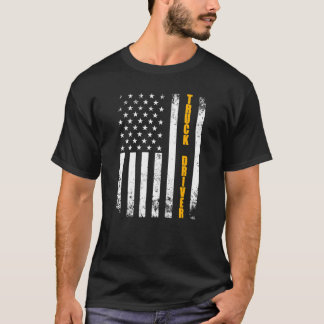 Lastbil Driver American Flagga Usa Semi Trailer Vi T Shirt