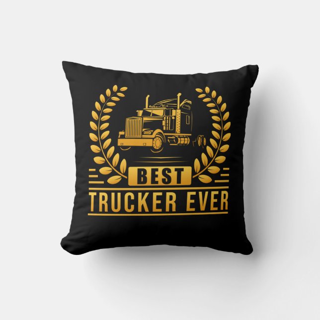 Lastbil Driver Best Trucker nånsin Kudde (Framsida)