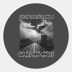 Lastbil Driver Guardian Angel Road Protection Fait Runt Klistermärke
