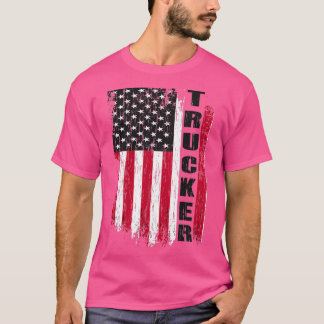 Lastbil Driver Trucker American Flagga Trucker T Shirt