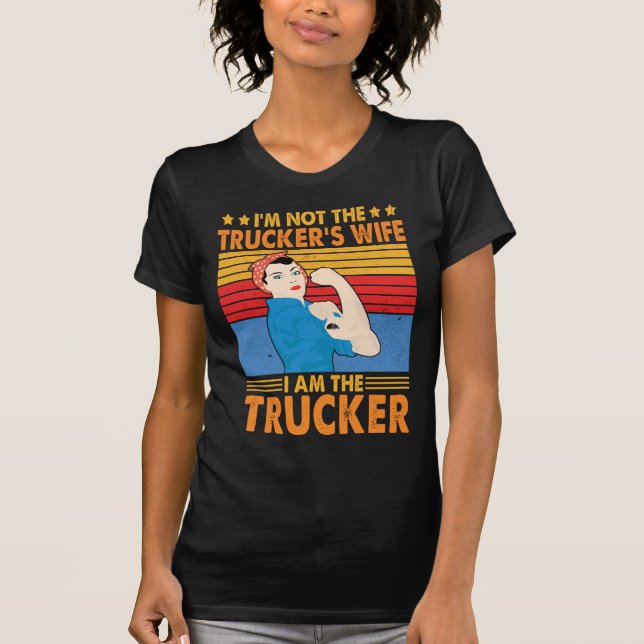 Lastbil Driver Woman Funny Truckers fru T Shirt (Framsida)