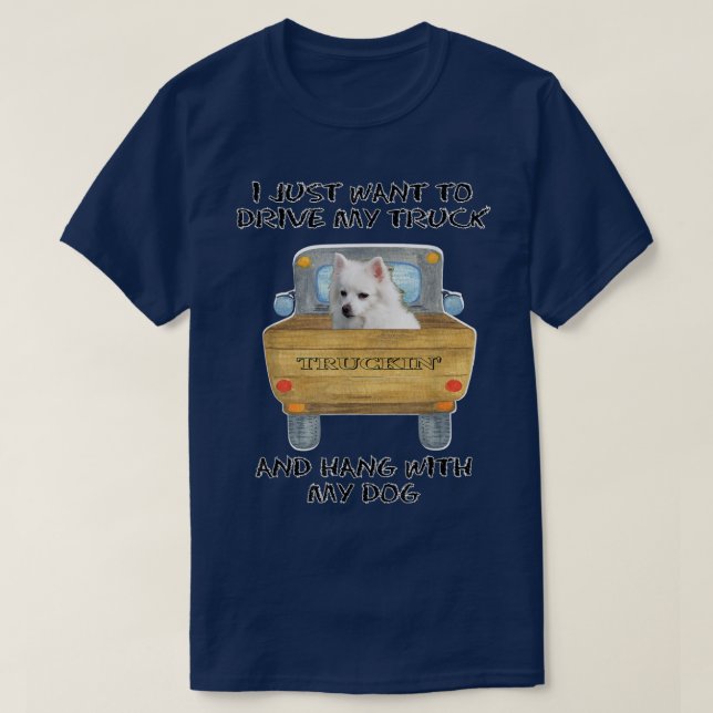 Lastbil Driving Hund American Eskimo Hund T Shirt (Design framsida)