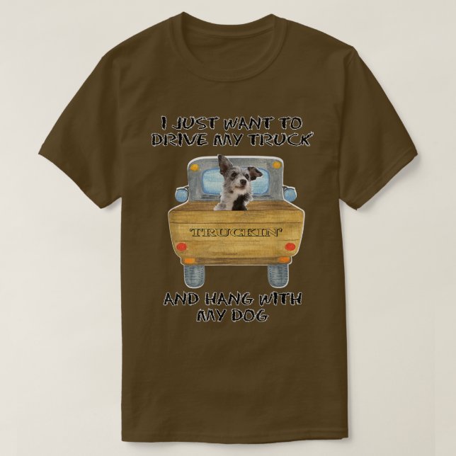 Lastbil Driving Hund Australian Cattle Hund T Shirt (Design framsida)