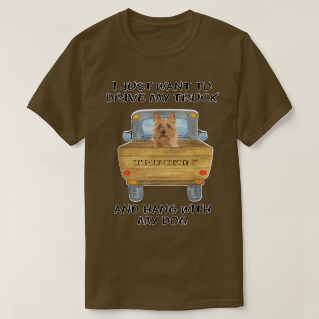 Lastbil Driving Hund Australian Terrier T Shirt (Design framsida)