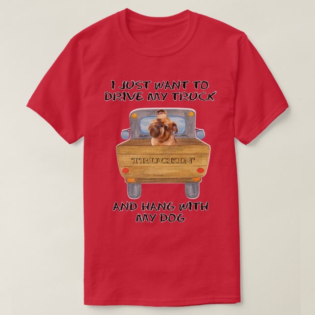 Lastbil Driving Hund Brussels Griffon T Shirt (Design framsida)