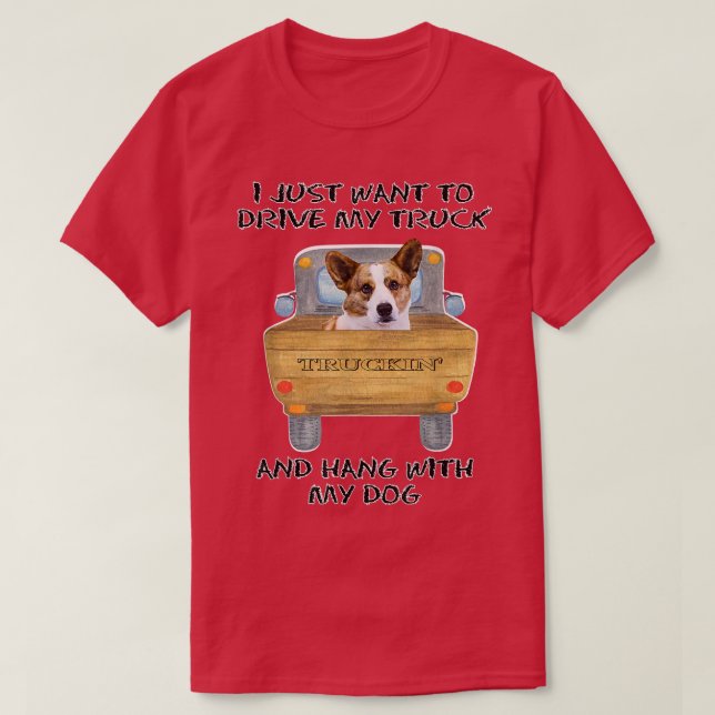 Lastbil Driving Hund Cardigan Welsh Corgi T Shirt (Design framsida)