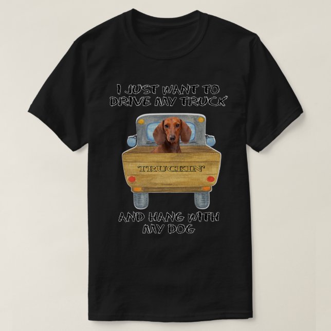Lastbil Driving Hund Dachshund T Shirt (Design framsida)