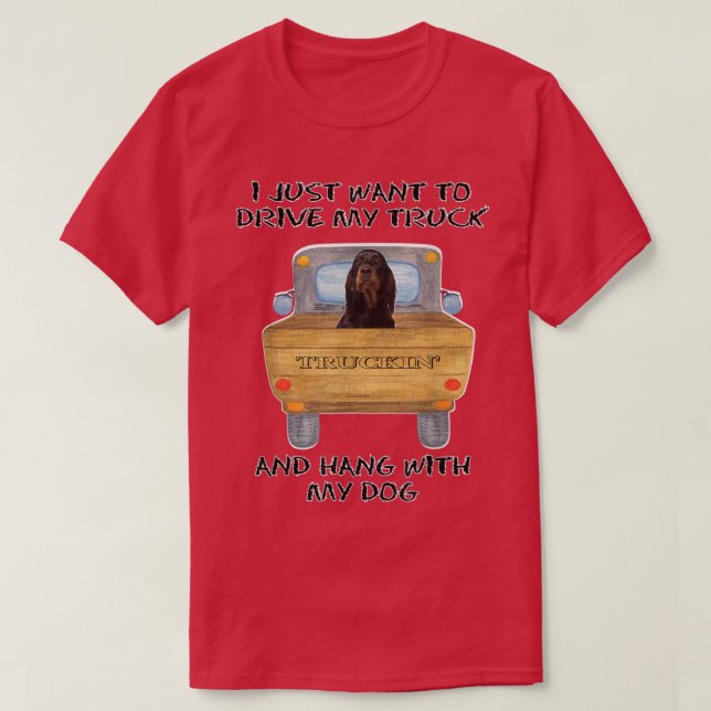 Lastbil Driving Hund Gordon Setters T Shirt (Design framsida)