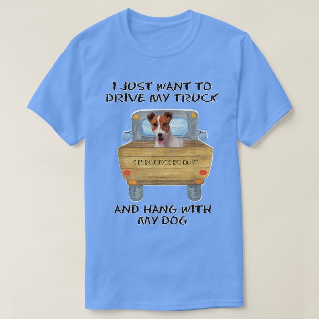 Lastbil Driving Hund Jack Russell T Shirt (Design framsida)