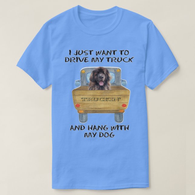 Lastbil Driving Hund Leonberger T Shirt (Design framsida)