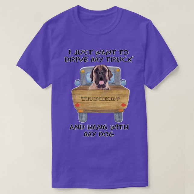 Lastbil Driving Hund Mastiff T Shirt (Design framsida)
