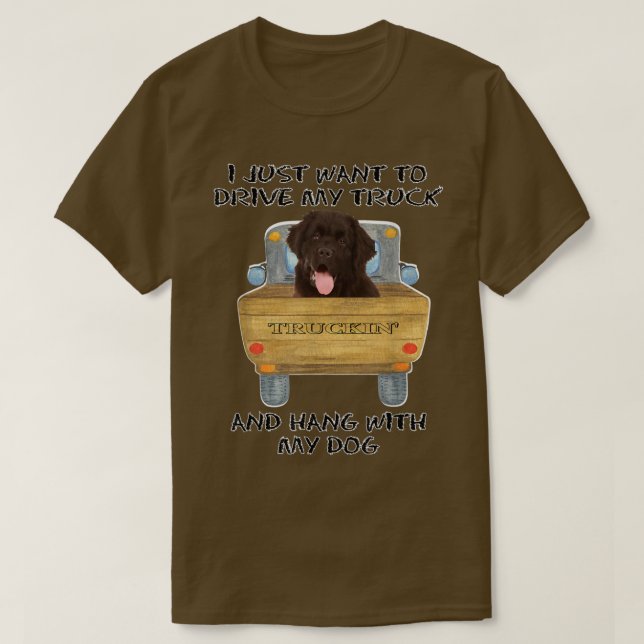Lastbil Driving Hund Newfoundland T Shirt (Design framsida)