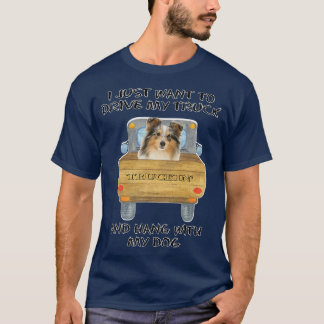 Lastbil Driving Hund Shetland Sheepdog T Shirt