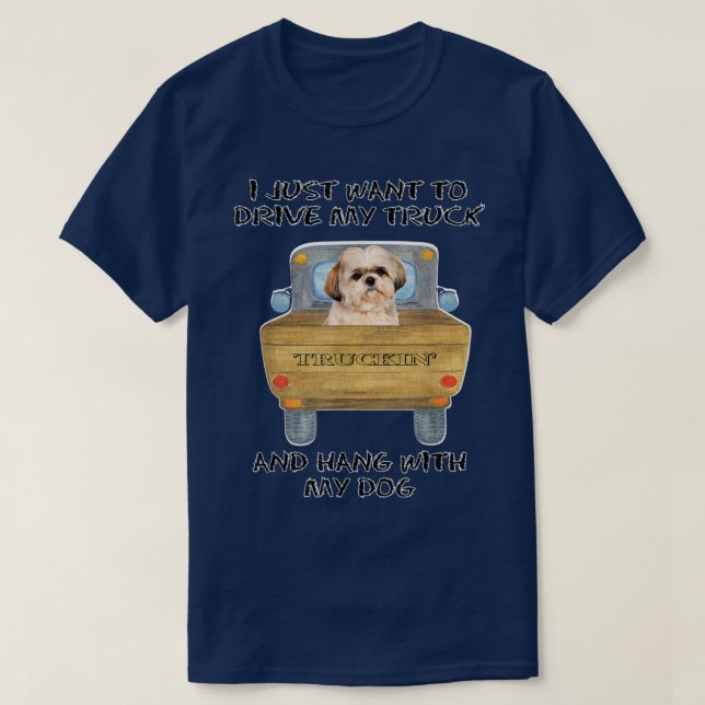 Lastbil Driving Hund Shih Tzu T Shirt (Design framsida)