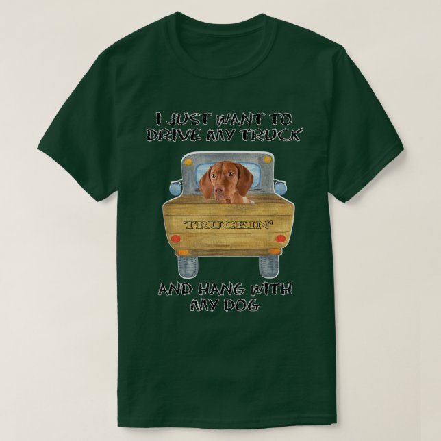 Lastbil Driving Hund Vizslas T Shirt (Design framsida)