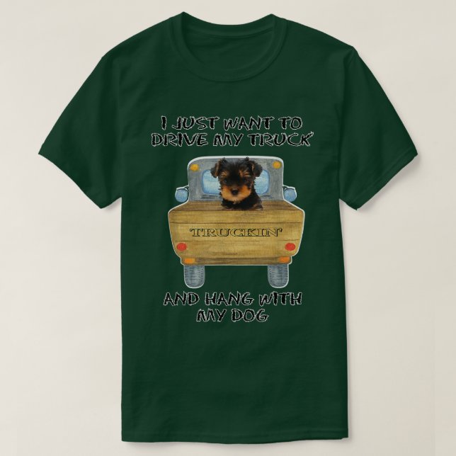 Lastbil Driving Hund Yorkshire Terrier T Shirt (Design framsida)
