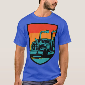 Lastbil-drivrutin 18 Wheeler Retro Sunset Shiel T Shirt