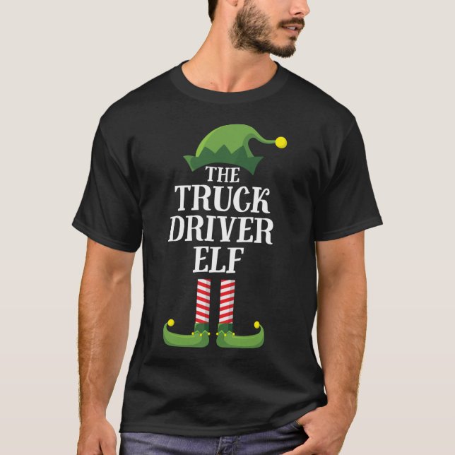 Lastbil-drivrutin Elf Matchande familje-jul Party  T Shirt (Framsida)